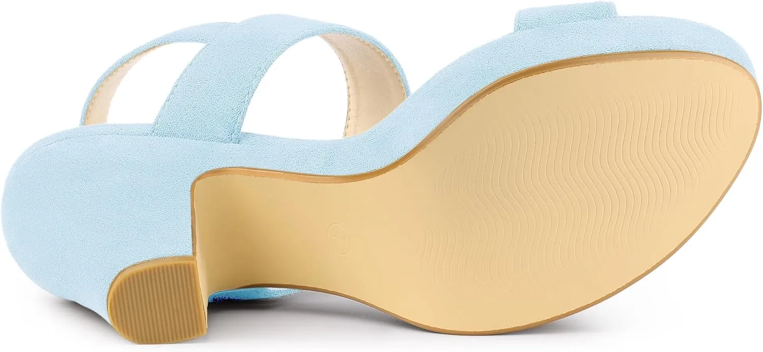 Allegra K Women's Slingback Platform Heels Chunky High Heel Sandals