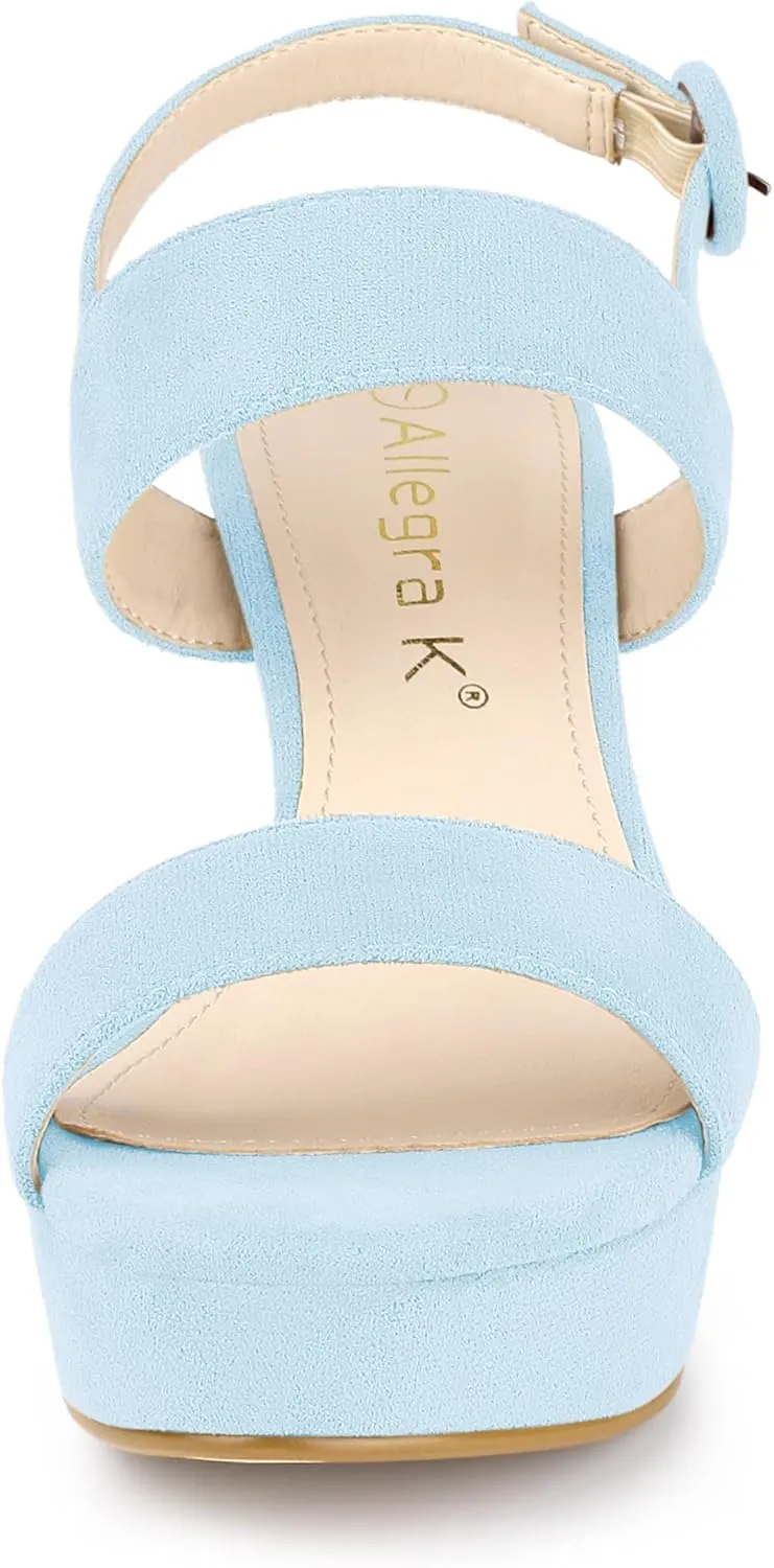 Allegra K Women's Slingback Platform Heels Chunky High Heel Sandals