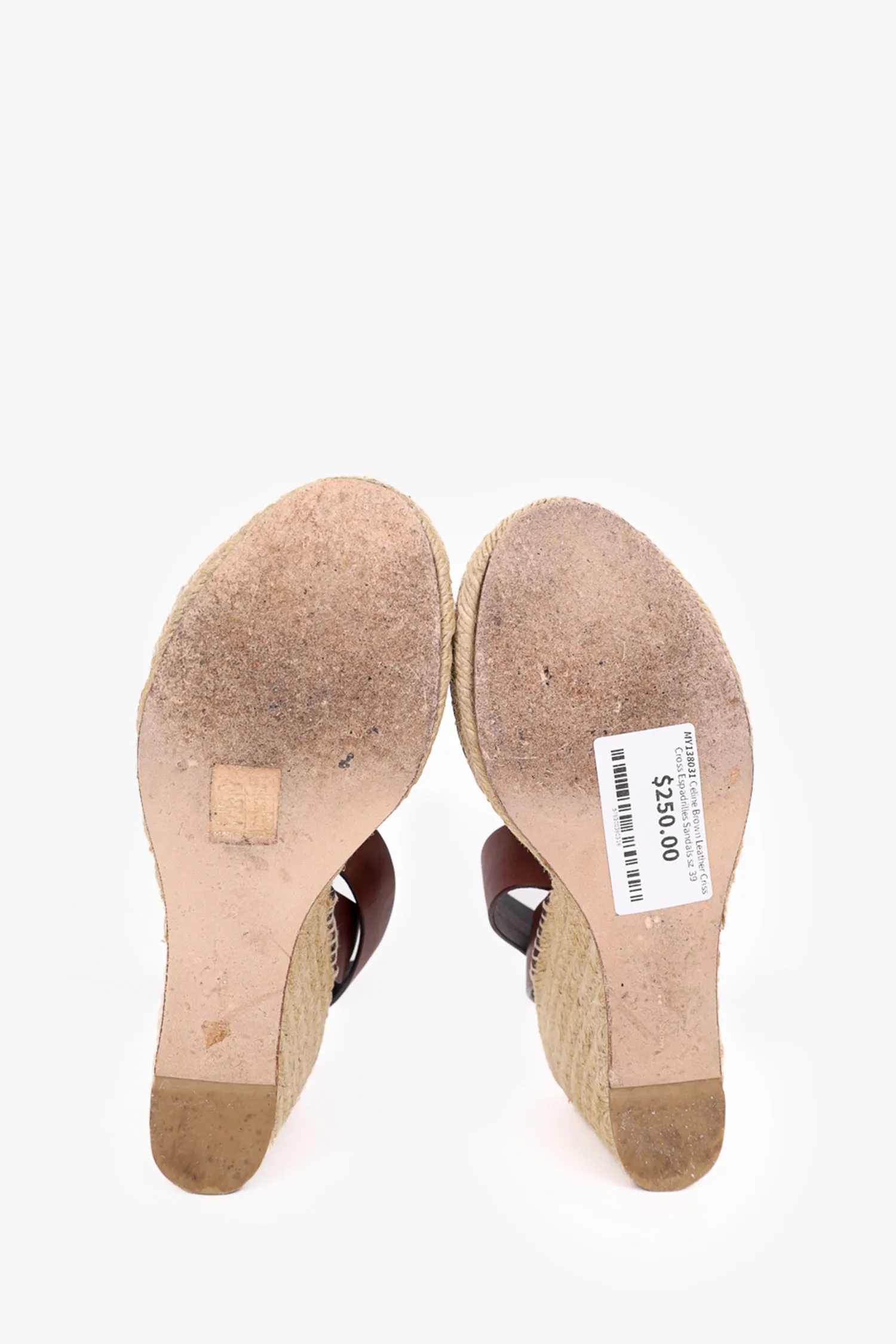 Celine Brown Leather Criss Cross Espadrilles Sandals size 39