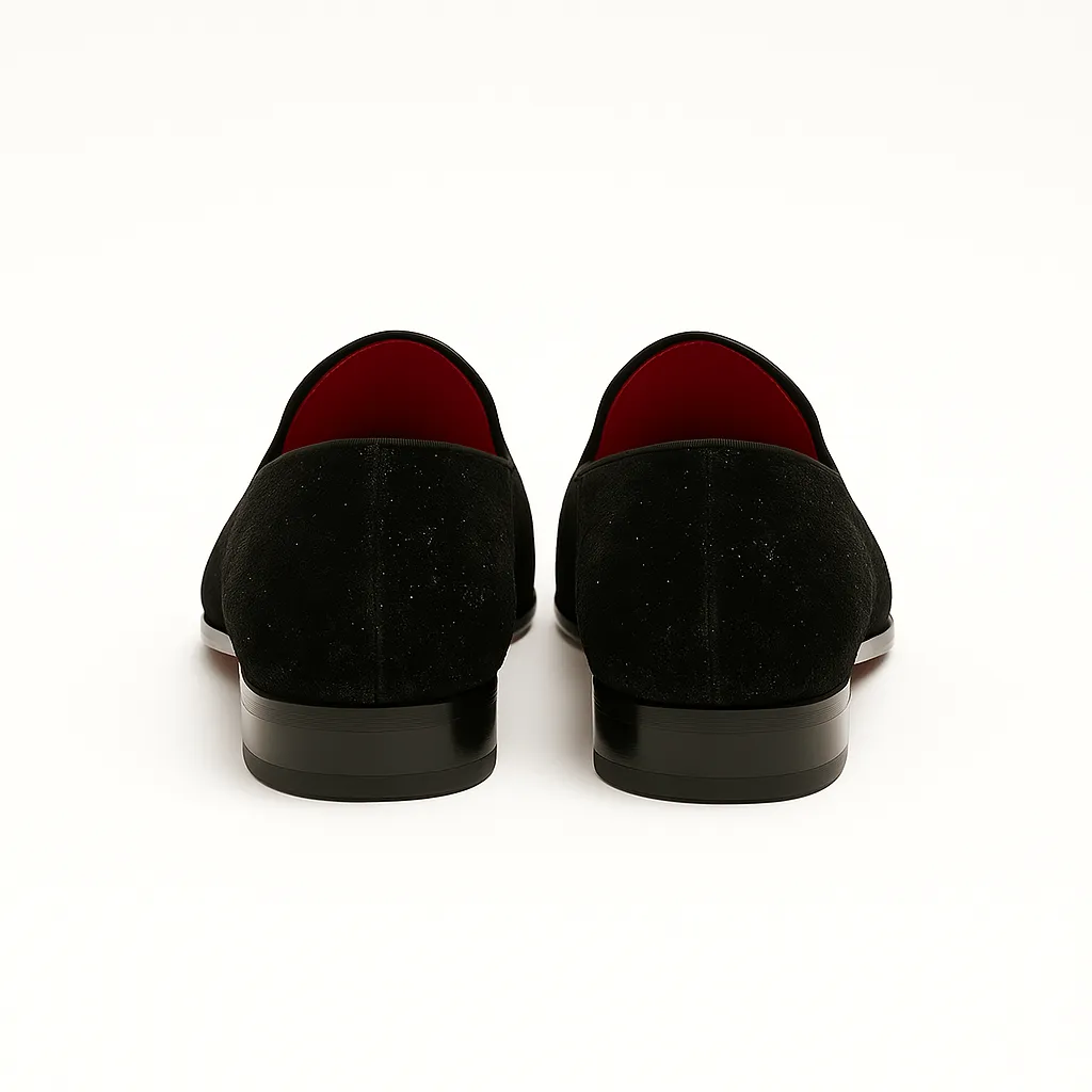 Domoir | Black Velvet V-Cut Loafers