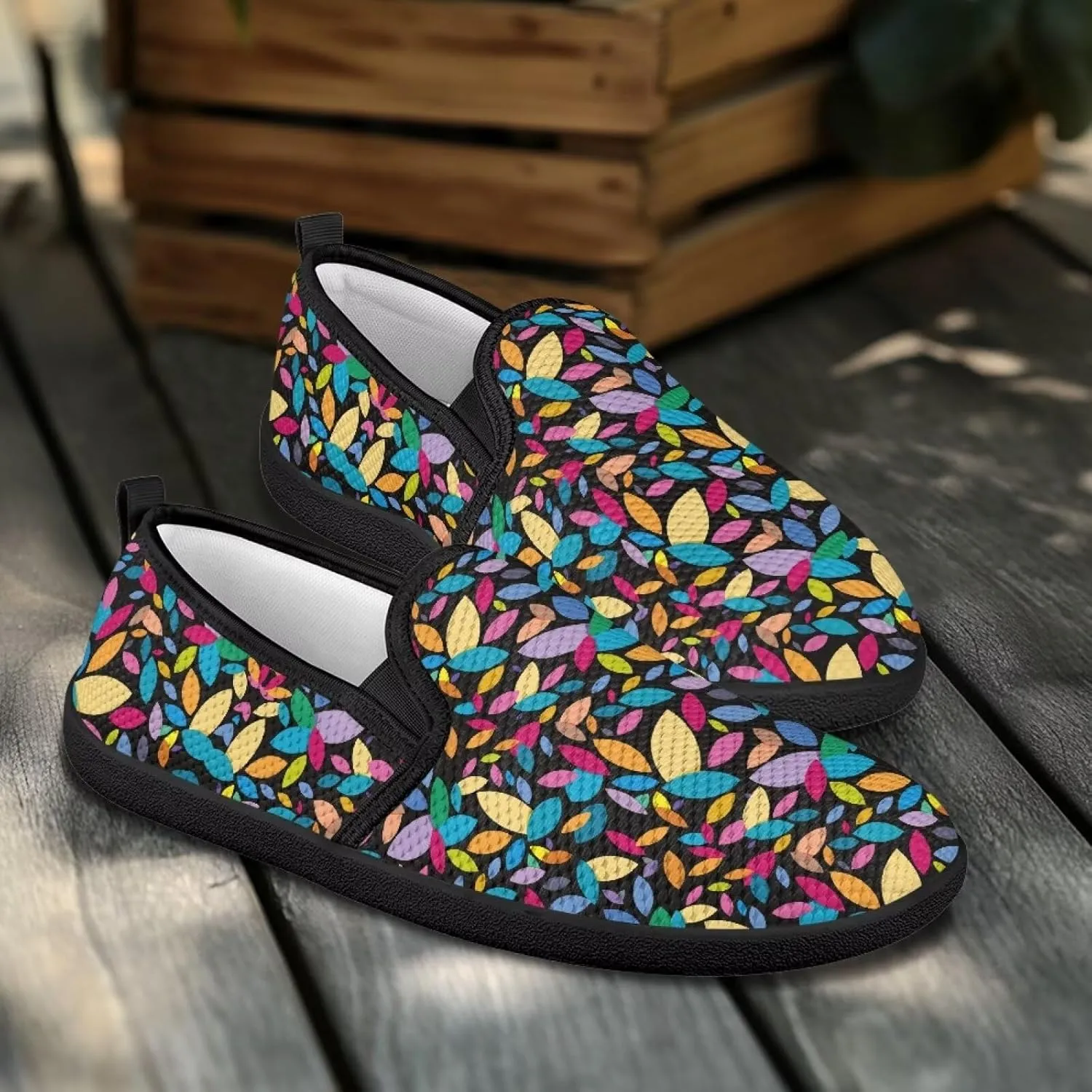 Floral Women's Slip On Flats Comfort Casual Loafers Soft Fashion Walking Shoes Ladies Travel Dress Shoes SizeUS 6-11