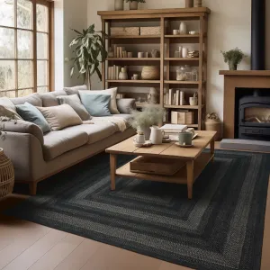 Jet Black Jute Braided Area Rug
