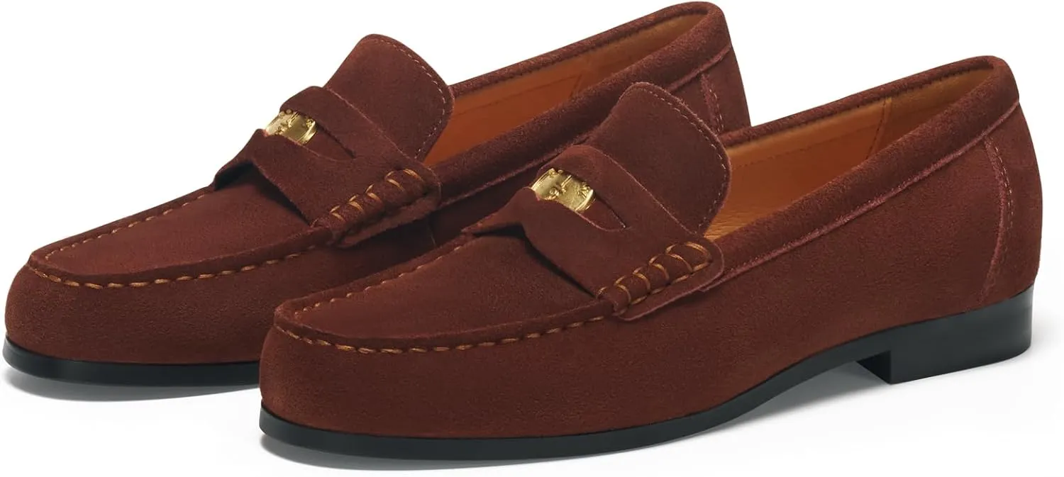 Journey West Suede Tassel Loafer for Women Slip-on Belgian Penny Loafers Shoes for Women in Many Colors