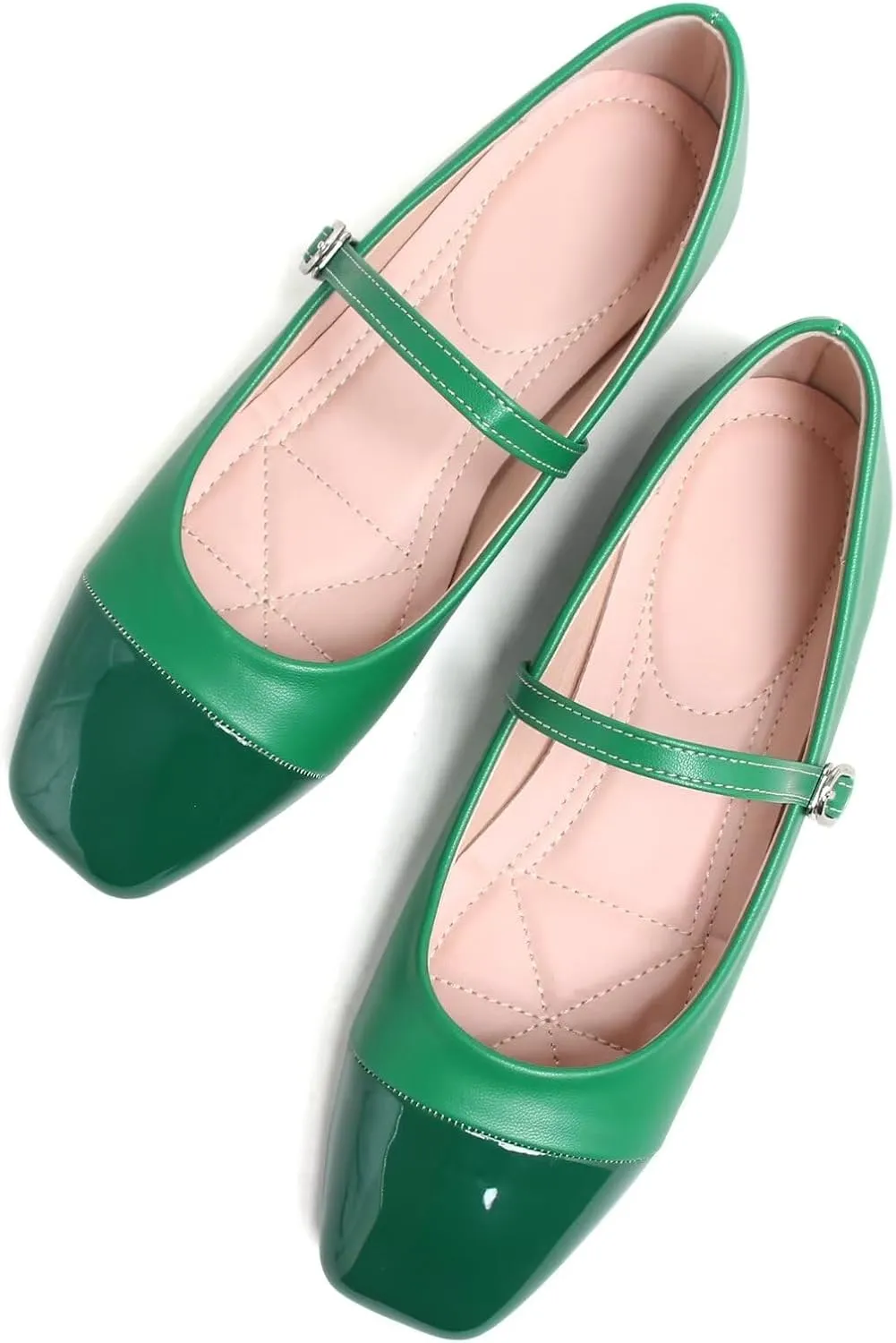 LUXINYU Women Mary Jane Flats Comfortable Leather Shoes Adjustable Buckle Straps Low Heel Round Toe Ballet Flats Work Casual Shoes