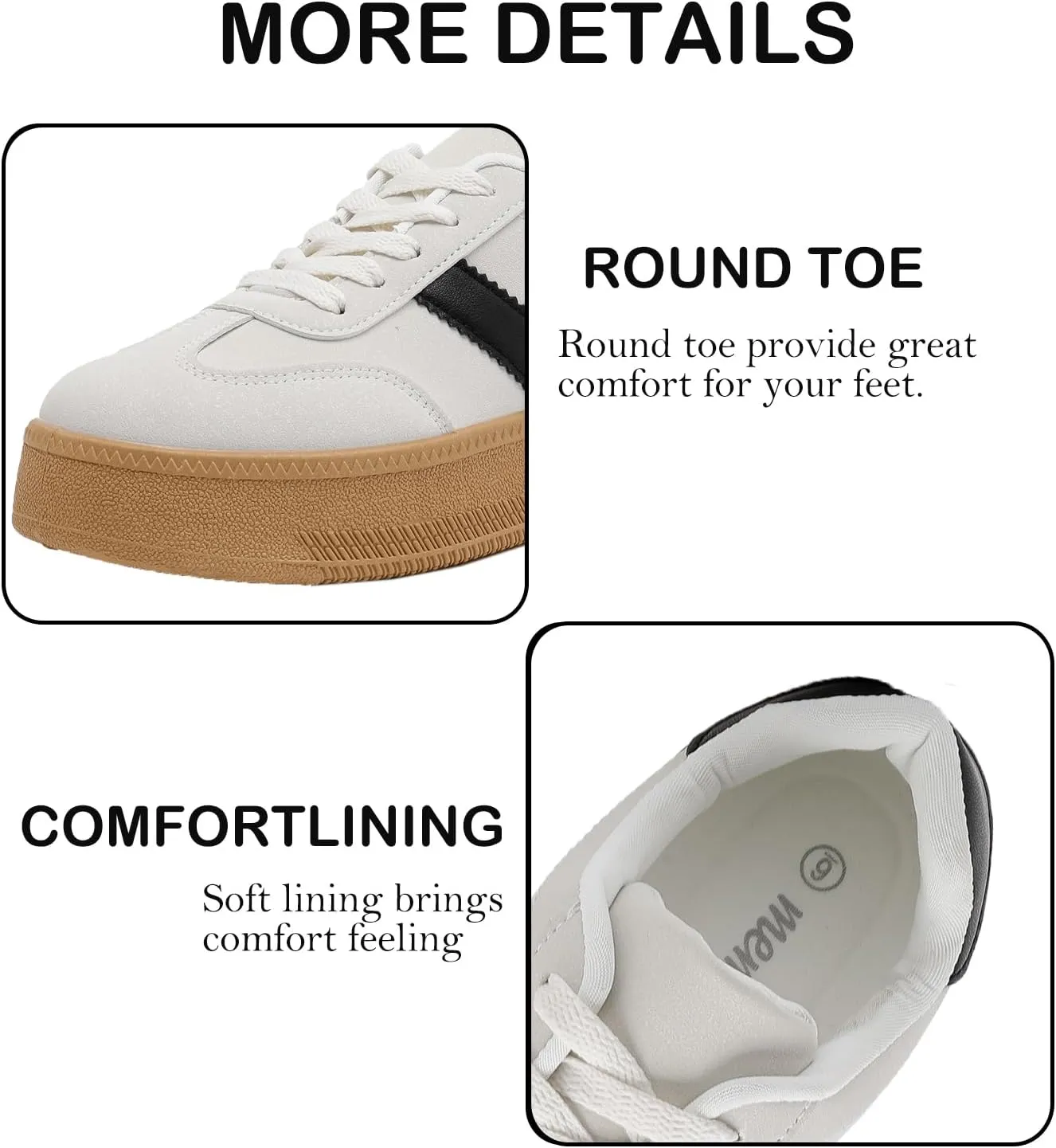 MEMON Womens Fashion Sneakers,Lace Up Platform Sneakers,Lightweight Casual Sneaker,Comfortable Walking Sport Sneakers
