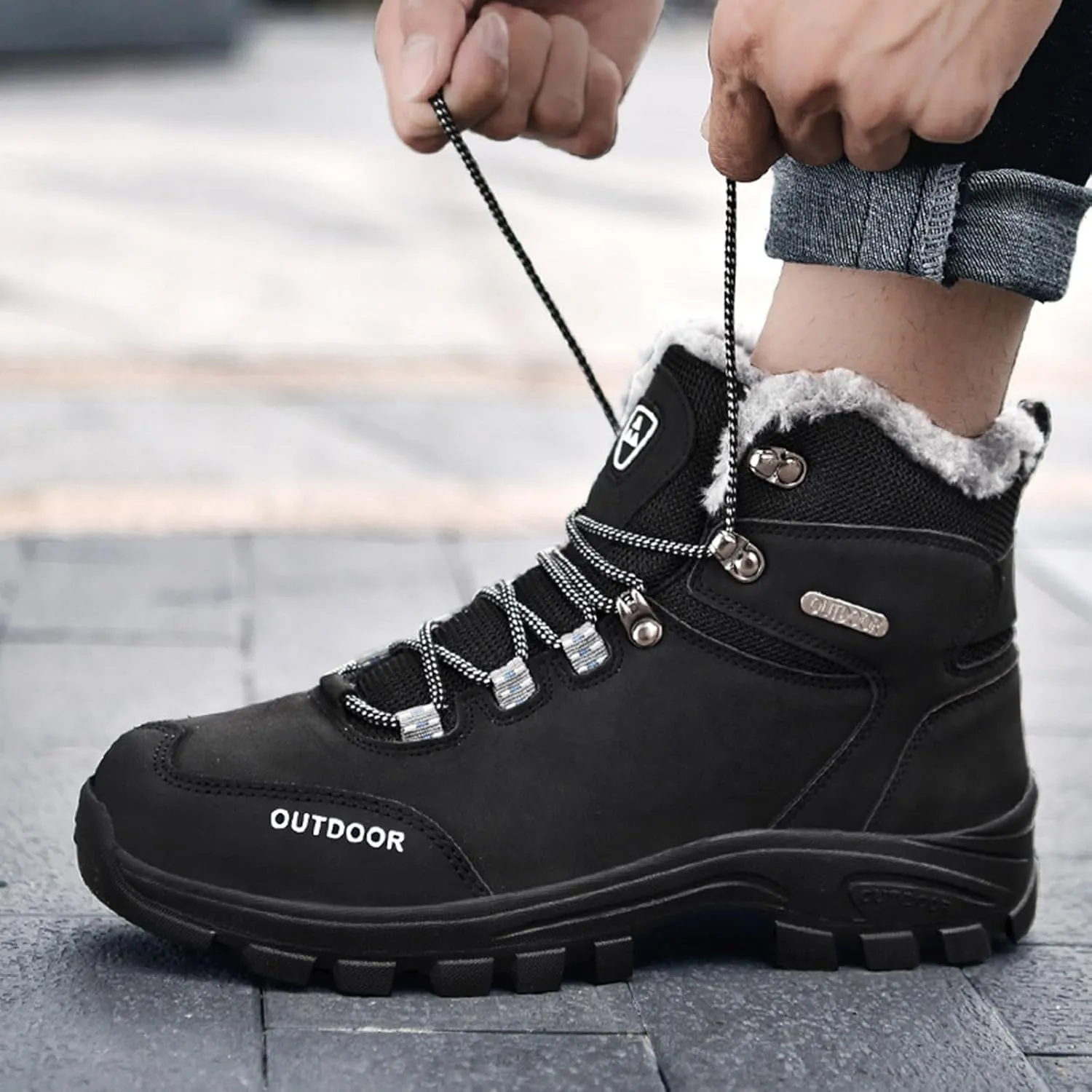 Men's Winter Fashion Breathable Water Proof Outdoor Hiking Shoes High Top Cotton Shoes Hiking Mens Classic Nylon Sneaker Men'