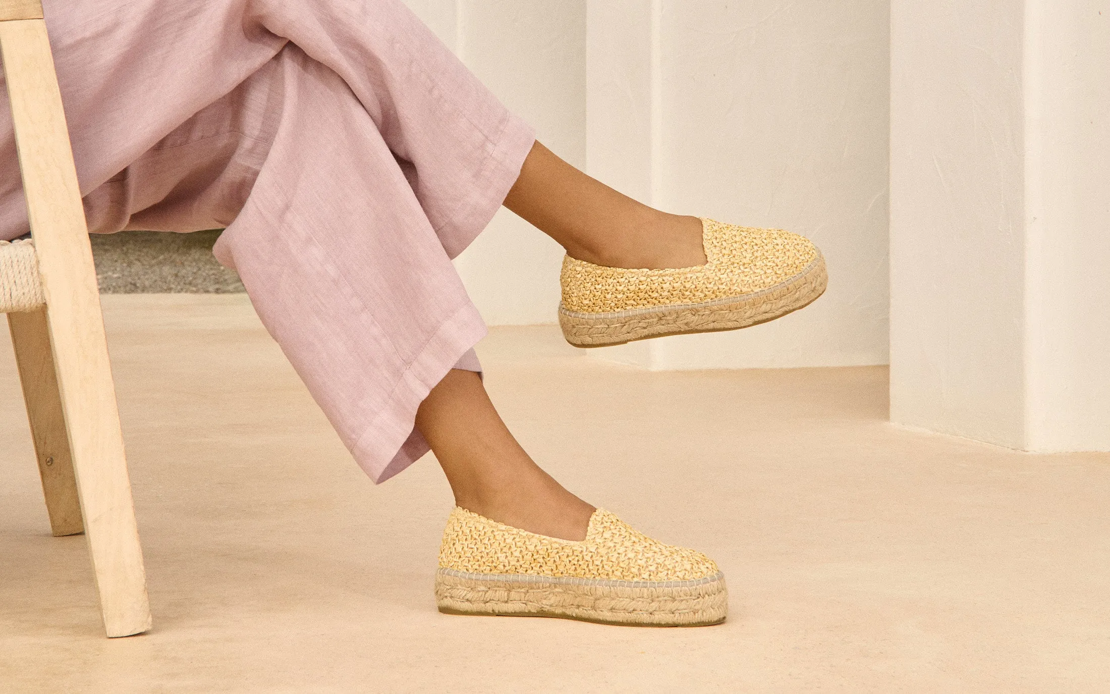 Raffia Stripes Double Sole Espadrilles - V27D0 - Yucatán Raffia Net