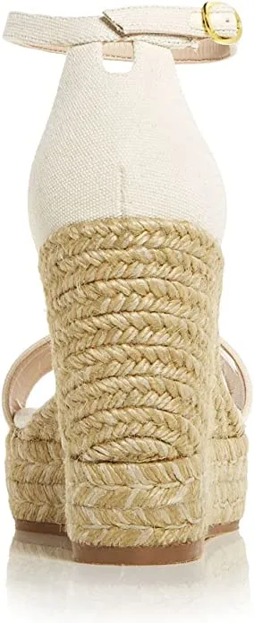 Stuart Weitzman Women's Floria Wedge Platform Espadrille Sandals - Natural, 7.5C(Narrow)