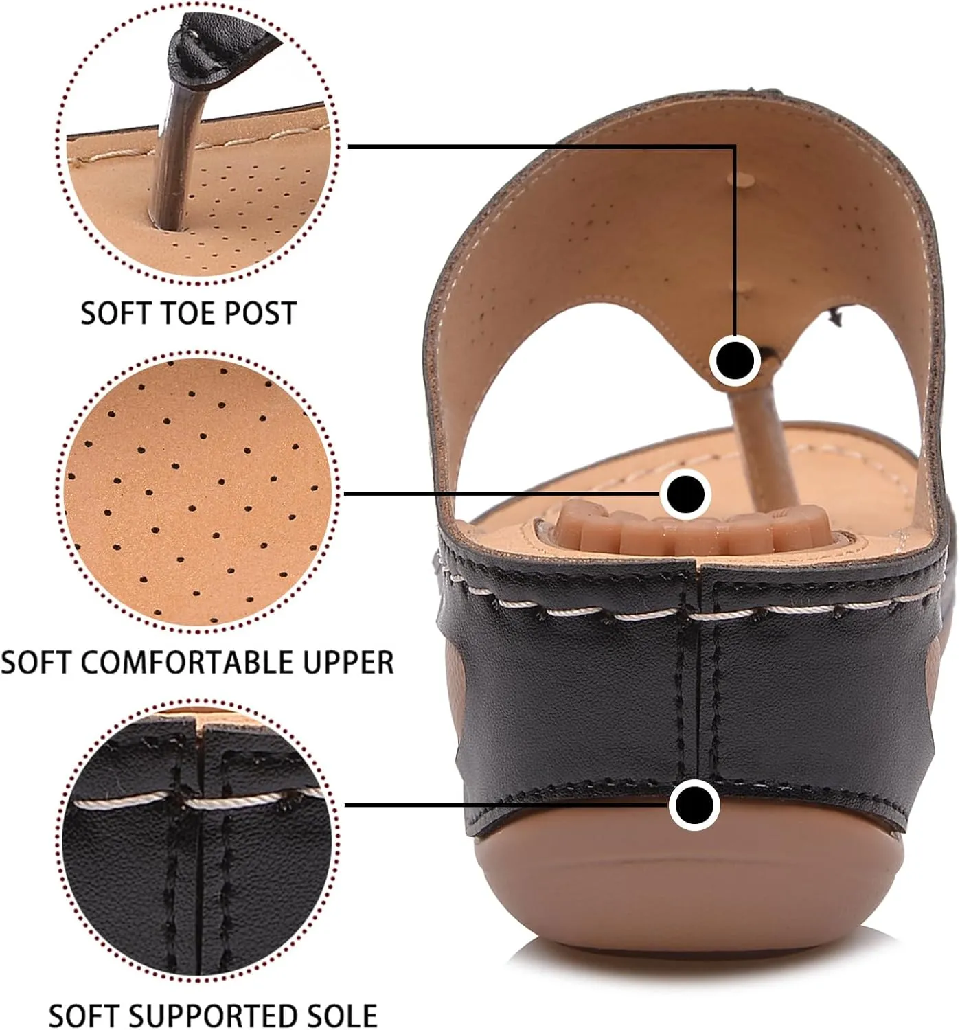 Womens Comfy Wedge Orthopedic Sandals Summer Platform Wedges Flower Comfortable Dressy Casual Beach Shoes Slides Walking Flip Flops for Women with Arch Support Breathable Lightweight Slippers