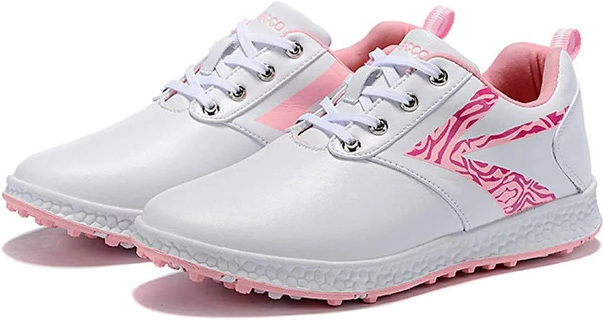 Women's Golf Shoes, Waterproof Golf Fitness Trainers Lightweight Anti-Skid Ladies Spikeless Golf Sneakers
